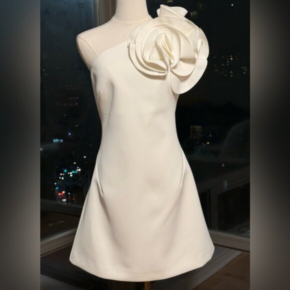 🆕 ACLER 🧿 NWOT Turflea One Shoulder Mini Dress, Ivory - Sz AU 14 US 10 - Picture 16 of 16